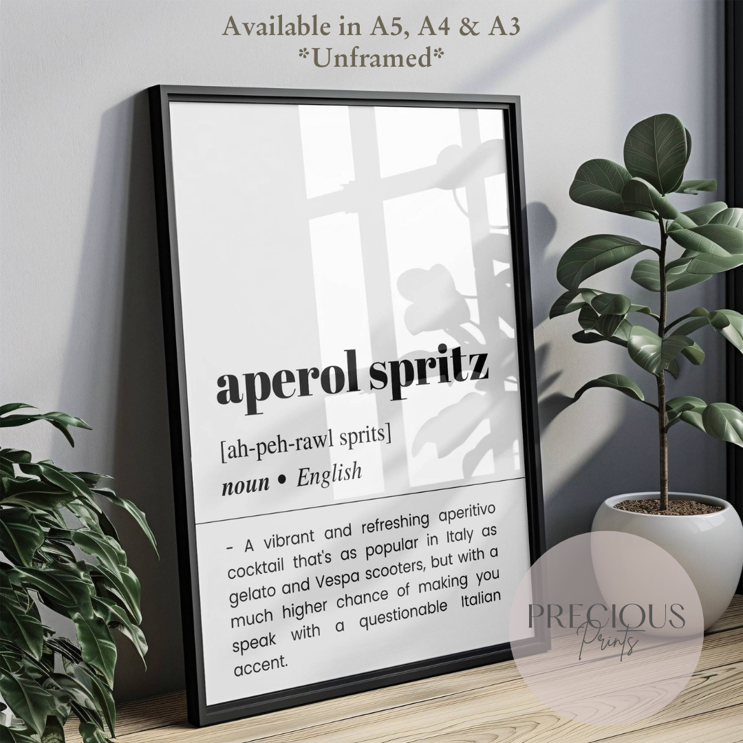 Aperol Spritz Word Definition Funny Poster / Funny Kitchen pub poster / Funny Alcohol Poster