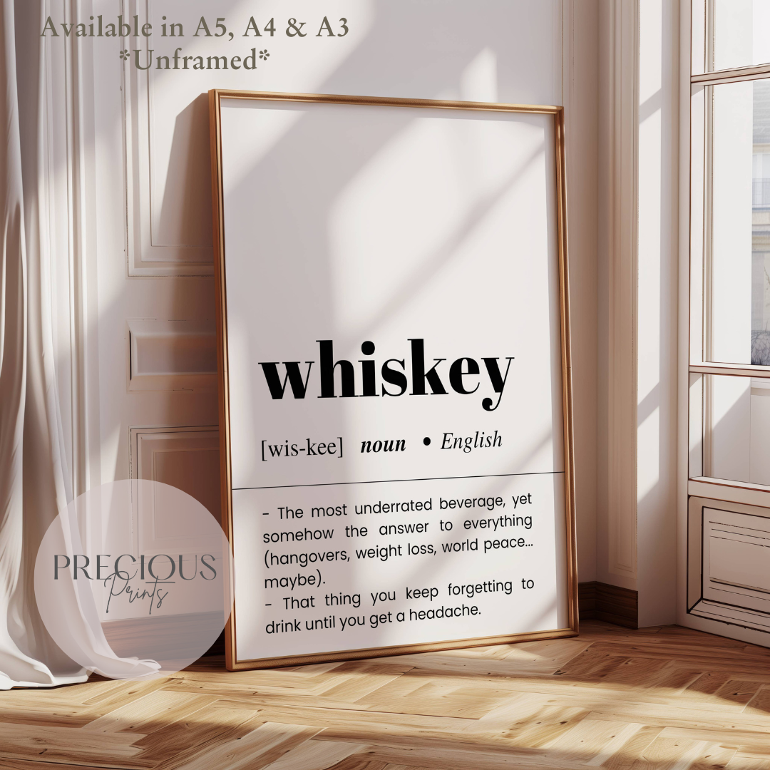 Whiskey Definition Funny Poster / Funny Kitchen pub poster / Funny Alcohol Poster