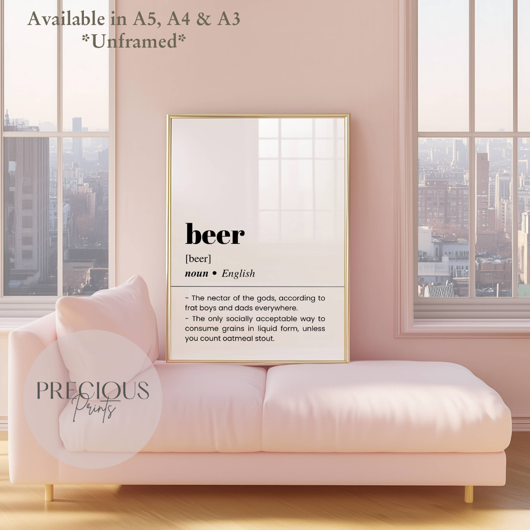 Beer Word Definition Funny Poster / Funny Kitchen pub poster / Funny Alcohol Poster