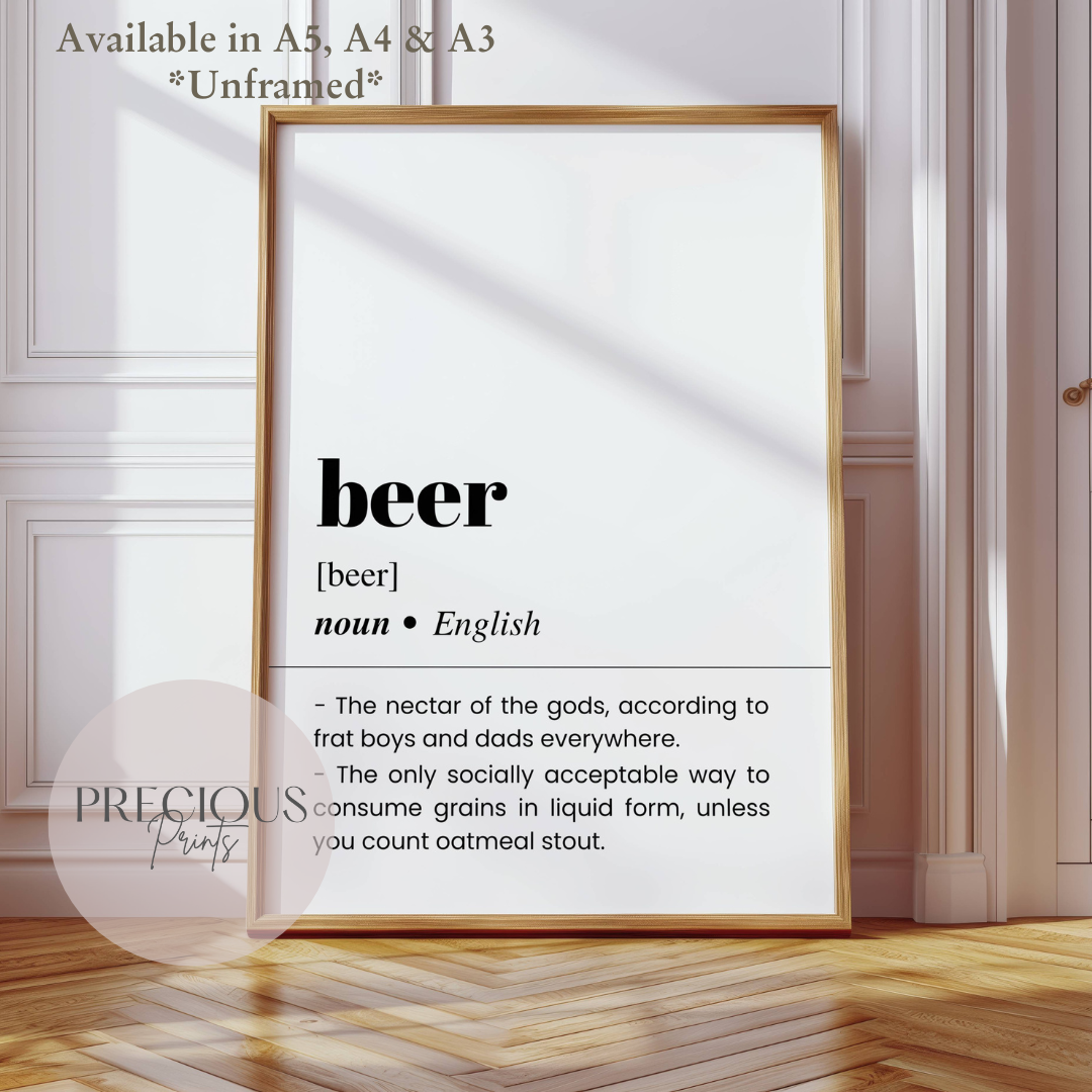 Beer Word Definition Funny Poster / Funny Kitchen pub poster / Funny Alcohol Poster