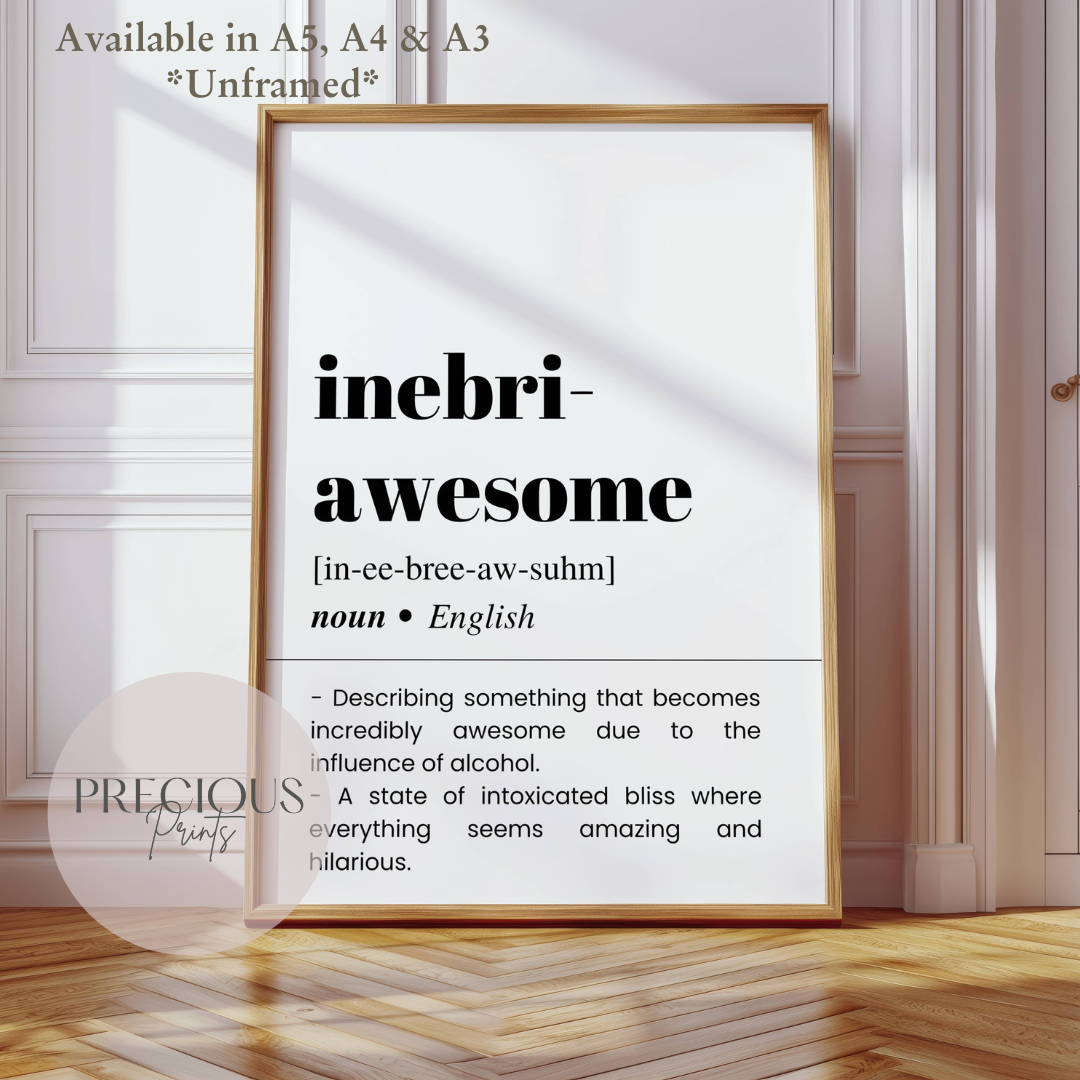Inebri-Awesome Definition Funny Poster / Funny Kitchen pub poster / Funny Alcohol Poster