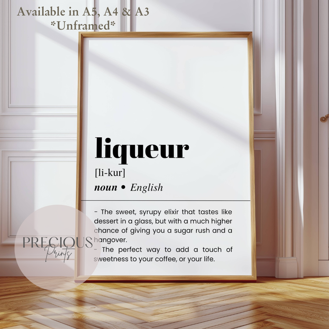 Liqueur Definition Funny Poster / Funny Kitchen pub poster / Funny Alcohol Poster