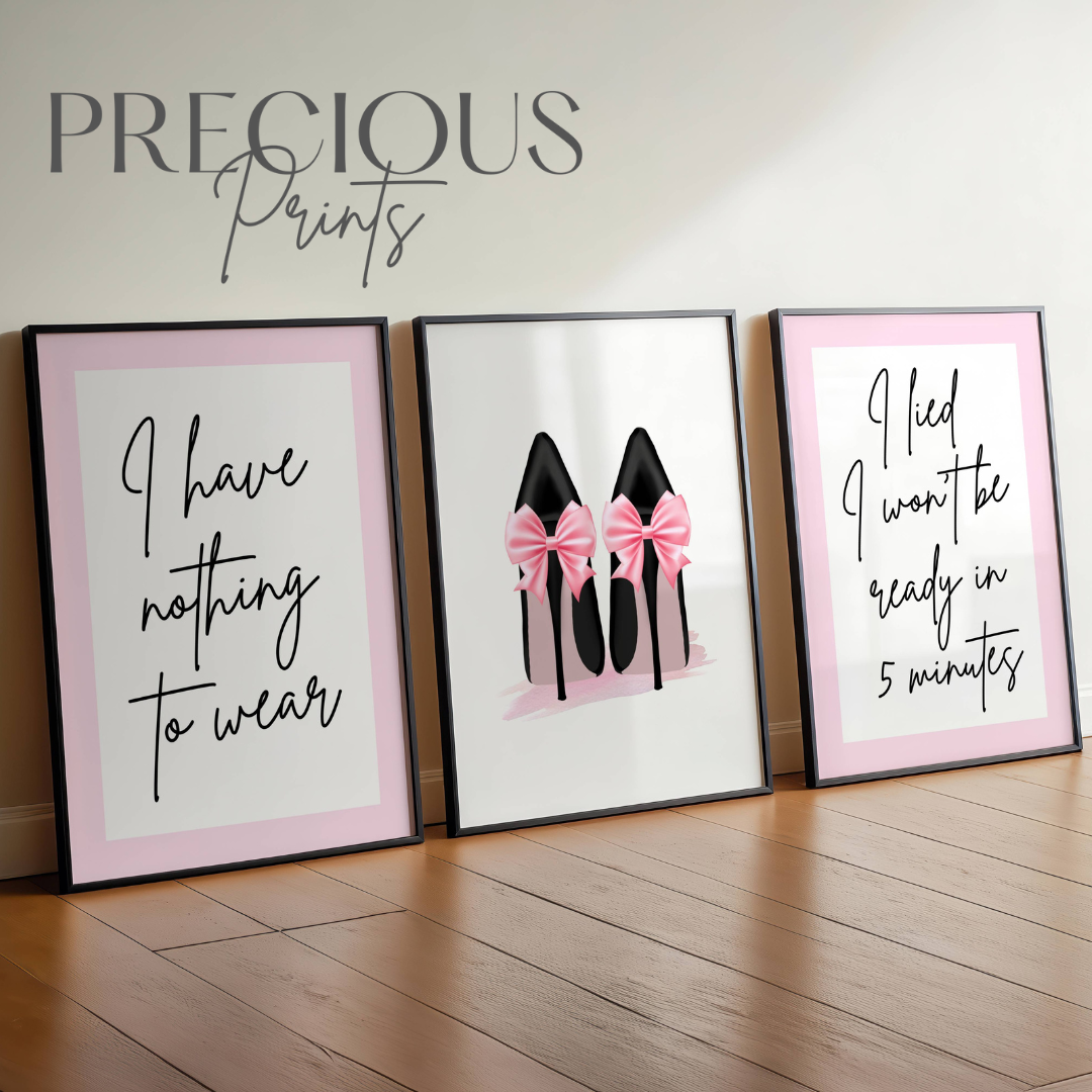 Set of 3 Fashion Dressing Room Prints Posters / Stylish Trendy Wall Art