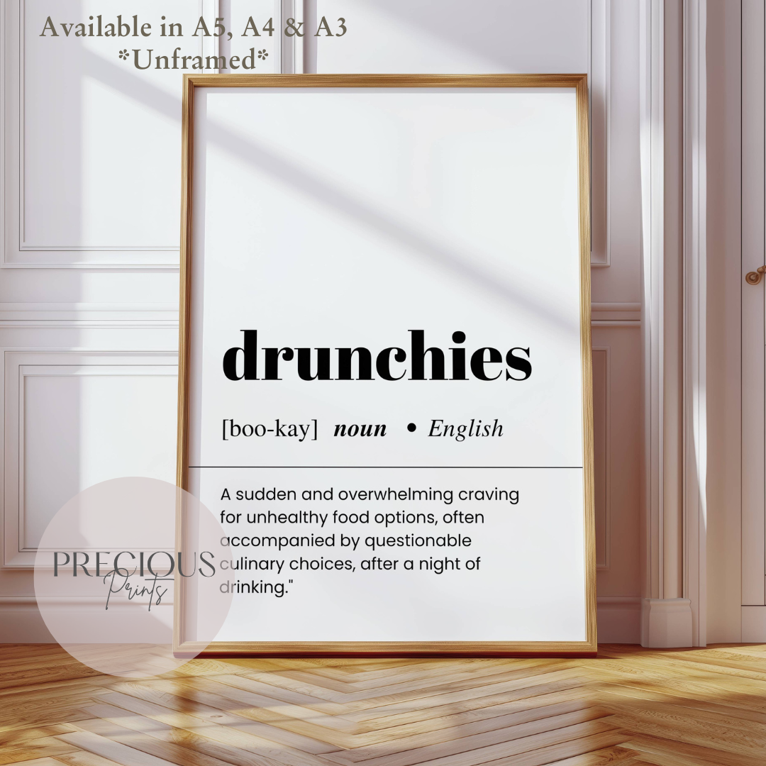 Drunchies Definition Funny Poster / Funny Kitchen pub poster / Funny Alcohol Poster