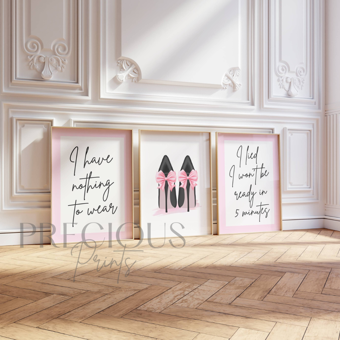 Set of 3 Fashion Dressing Room Prints Posters / Stylish Trendy Wall Art