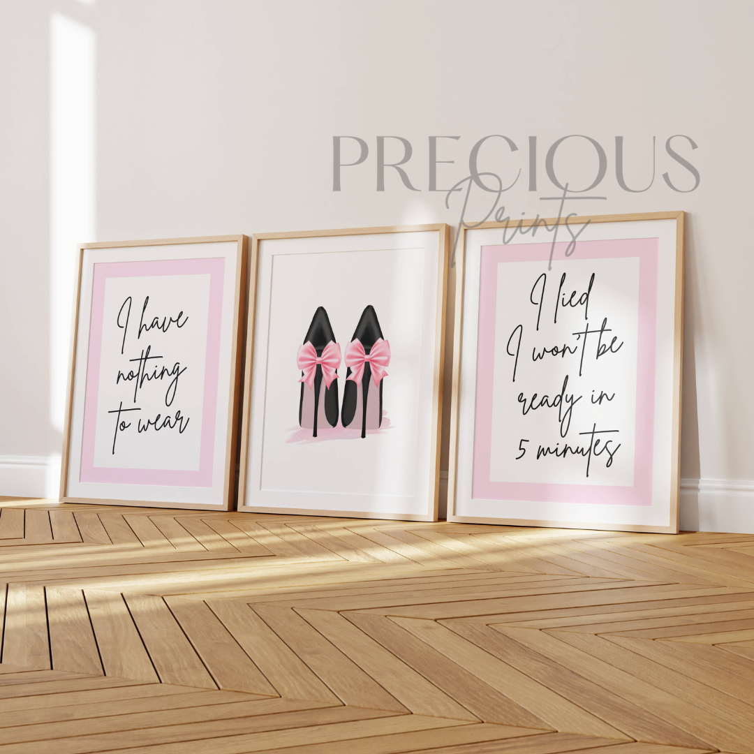 Set of 3 Fashion Dressing Room Prints Posters / Stylish Trendy Wall Art