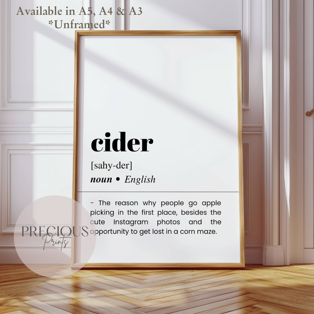 Cider Definition Funny Poster / Funny Kitchen pub poster / Funny Alcohol Poster