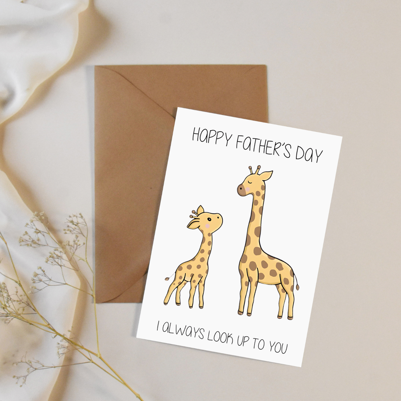 Father's Day Card / Daddy's Day Card / Cute Father's Day Card / Giraffes I Always Look Up To You Father's Day Card