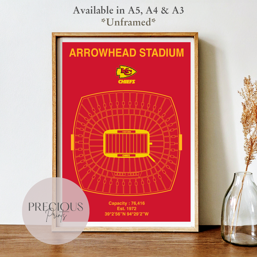 Kansas City Chiefs Arrowhead Stadium Poster / United Center / American Football Poster