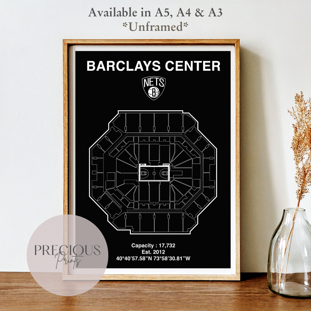 Brooklyn Nets Barclays Center Stadium Poster / American Baskell Poster