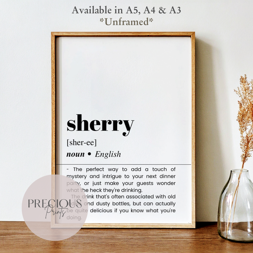 Sherry Definition Funny Poster / Funny Kitchen pub poster / Funny Alcohol Poster