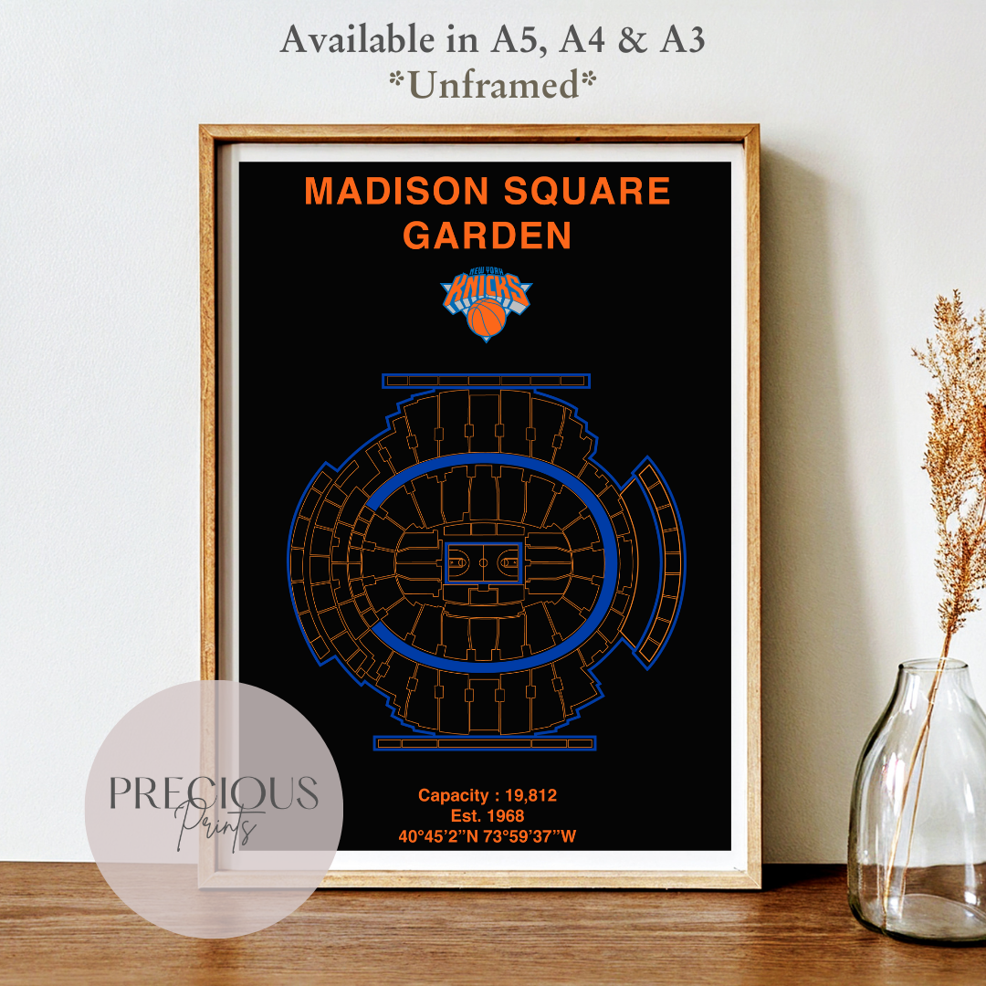 New York Knicks Basketball Stadium Poster / American Baskell Poster