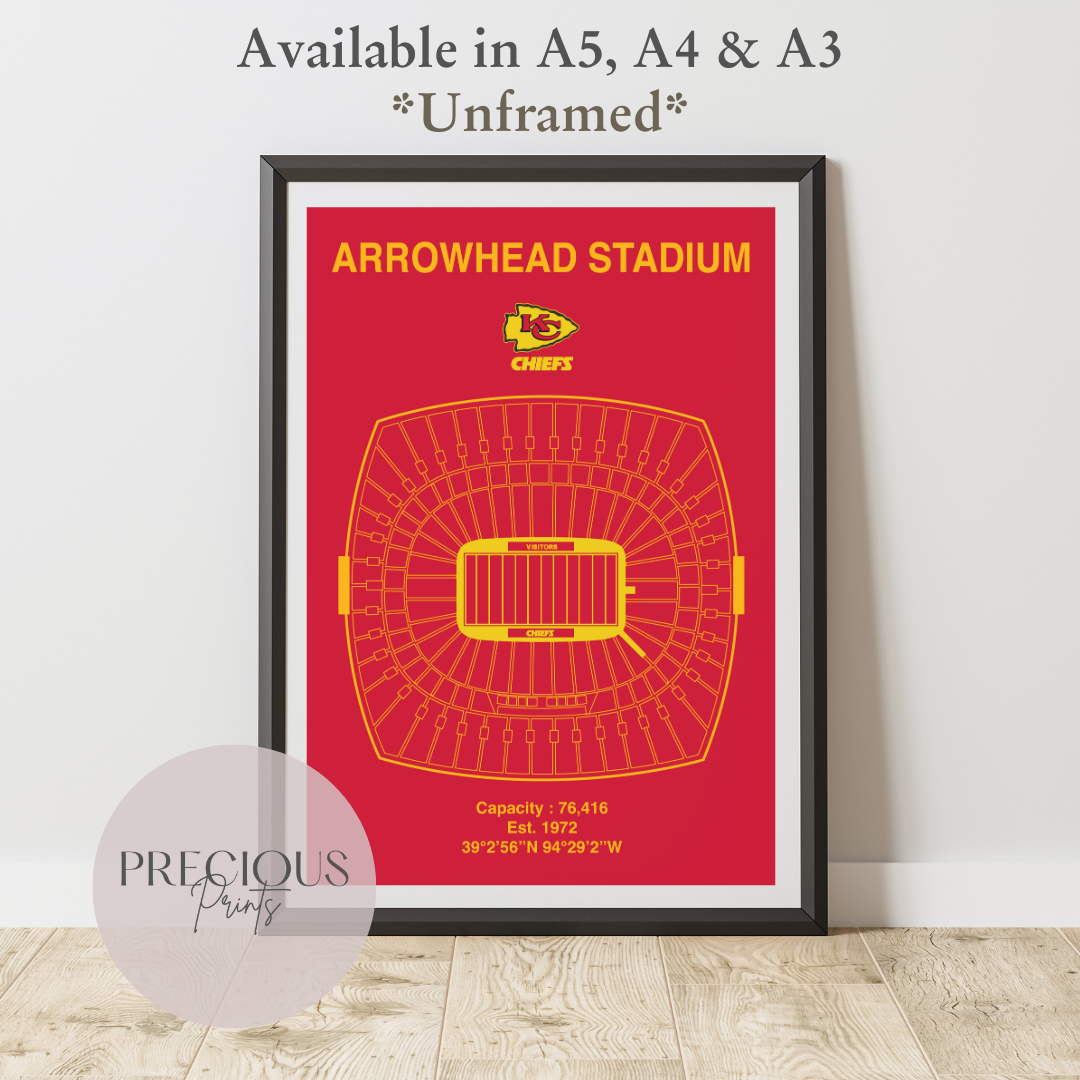 Kansas City Chiefs Arrowhead Stadium Poster / United Center / American Football Poster