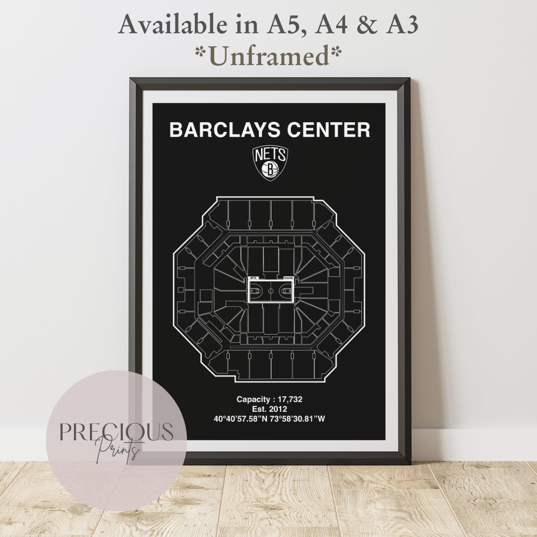 Brooklyn Nets Barclays Center Stadium Poster / American Baskell Poster