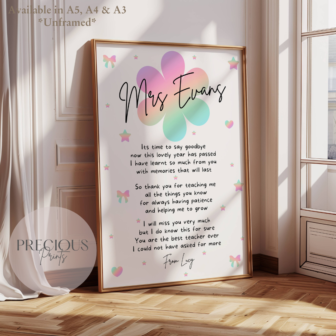 Personalised Thank You Teacher Print Gift