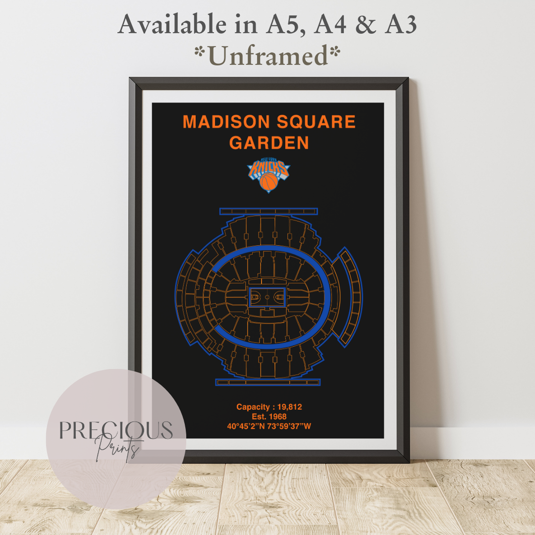 New York Knicks Basketball Stadium Poster / American Baskell Poster