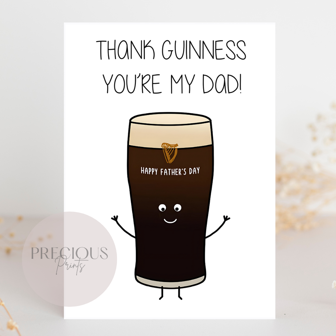 Funny Guinness Father's Day Card / Pun Father's Day Card / Stout Father's Day Card / Guinness Card For Dad