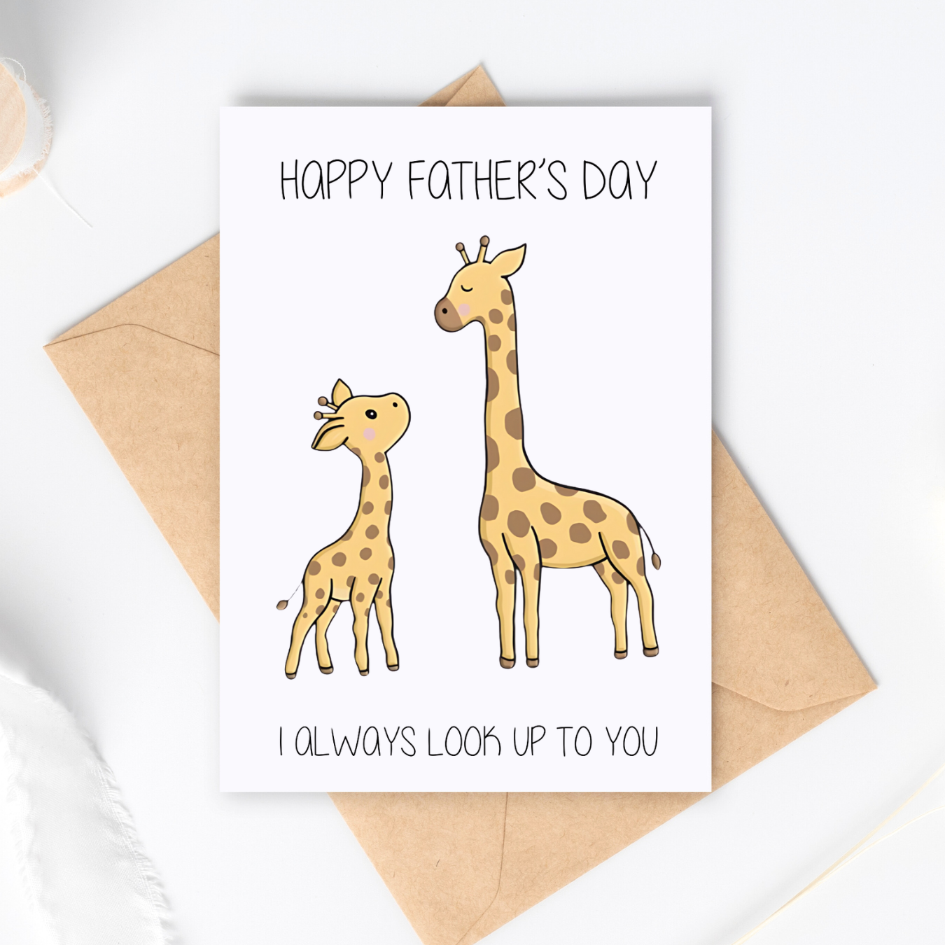 Father's Day Card / Daddy's Day Card / Cute Father's Day Card / Giraffes I Always Look Up To You Father's Day Card