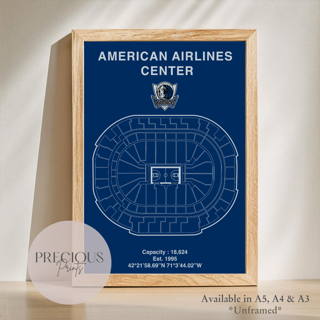 Dallas Mavericks American Airlines Center Poster / United Center / American Baskell Poster
