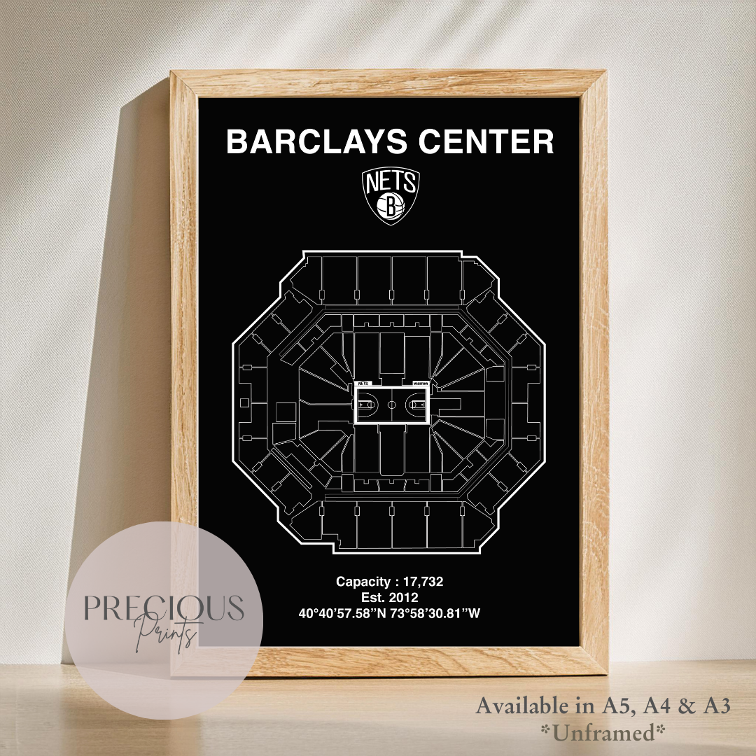 Brooklyn Nets Barclays Center Stadium Poster / American Baskell Poster