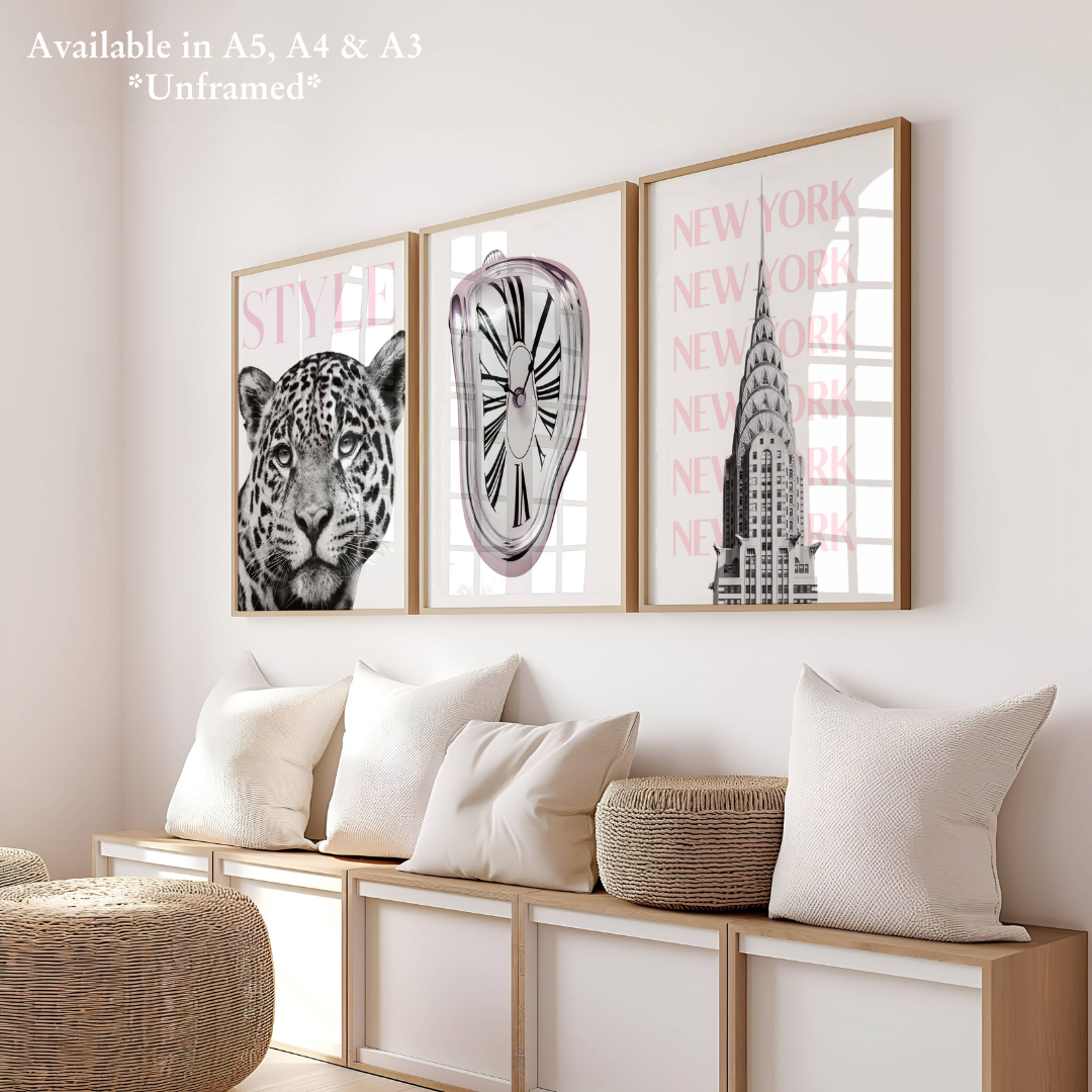 Set of 3 Luxury Trendy Prints Leopard Eclectic Wall Art