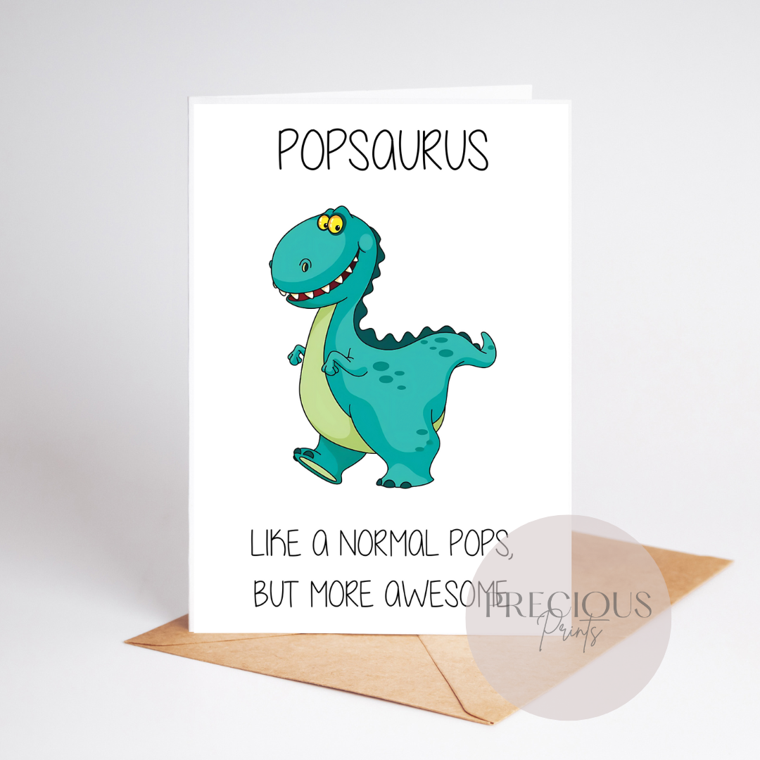 Popsaurus Dinosaur Fathers Day Card / Cute Father's Day Card