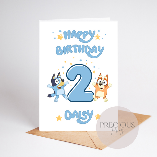 Personalised Bluey Birthday Card