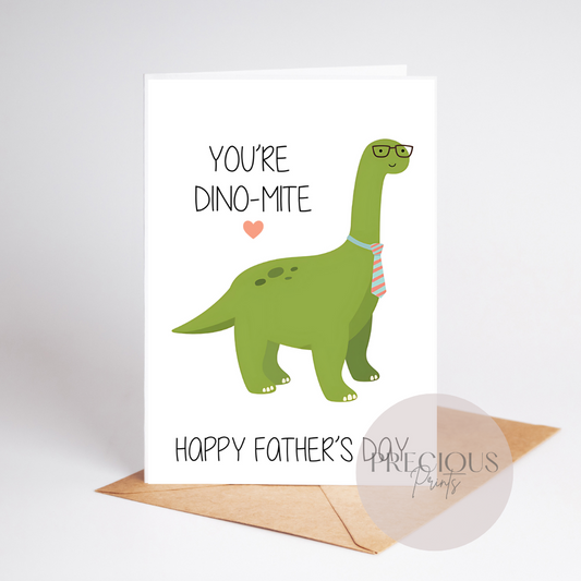 Dad You're Dino-mite Dinosaur Fathers Day Card / Cute Father's Day Card