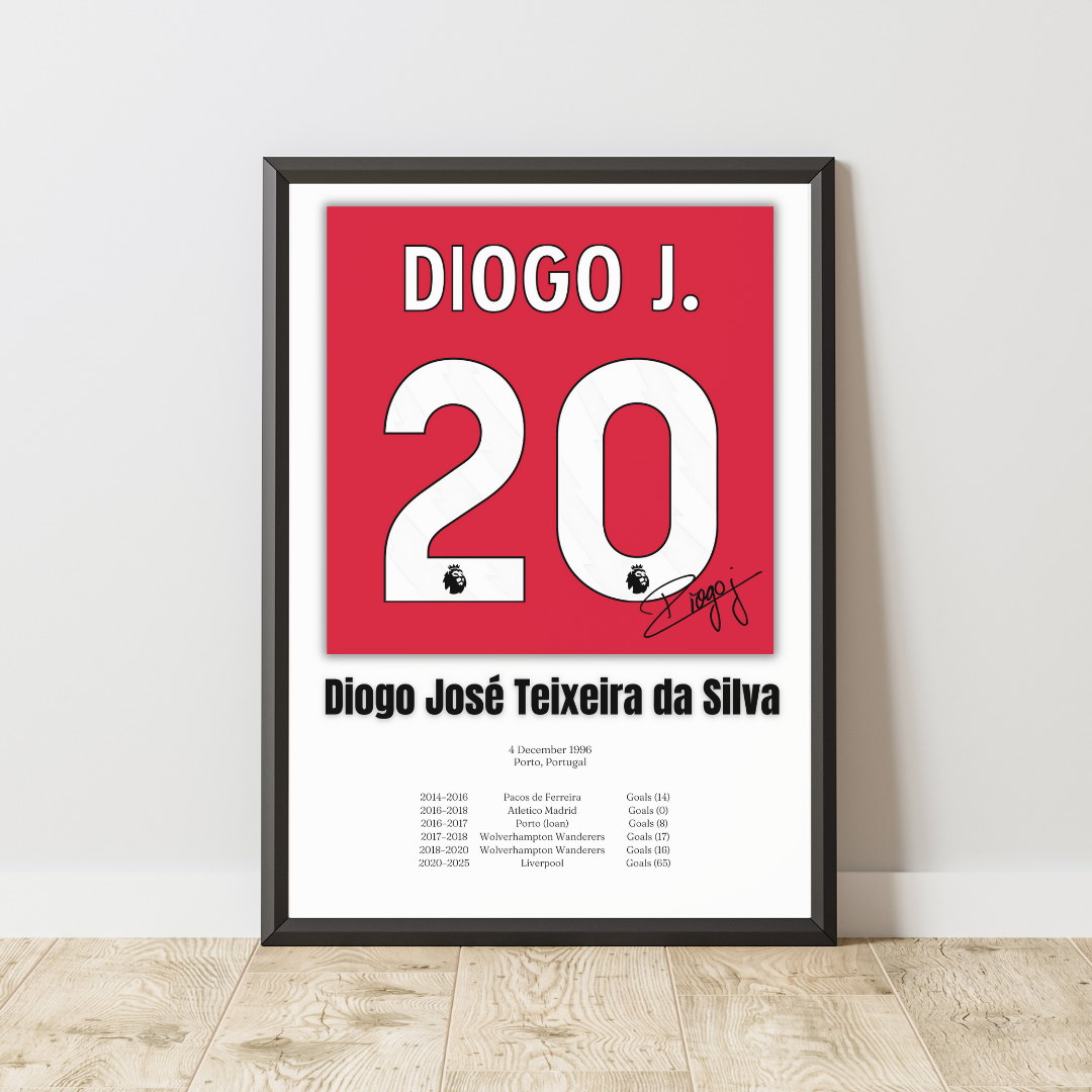 Diogo Jota Football Stats Print / Football Legends Poster / Football Gift