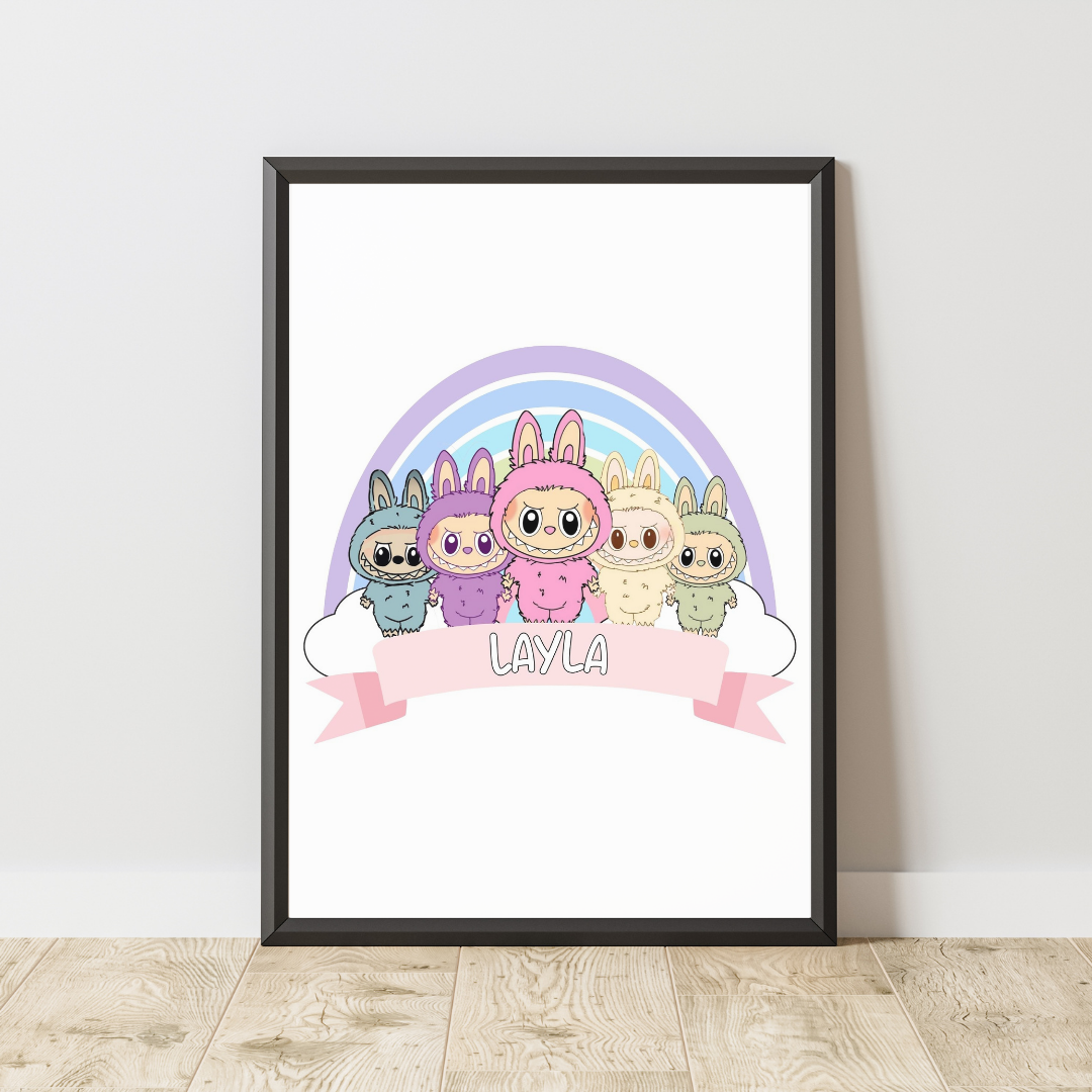 Personalised Labubu Doll Prints / A5 A4 A3 Unframed