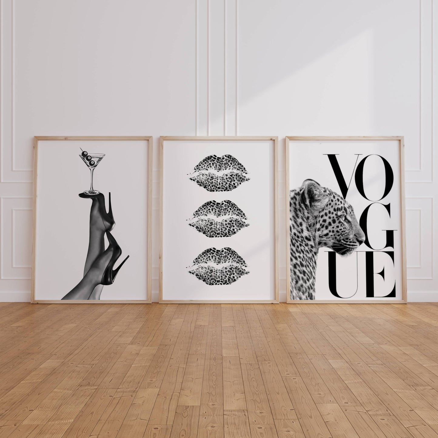 Set of 3 Trendy Prints Cheetah Leopard Eclectic Wall Art