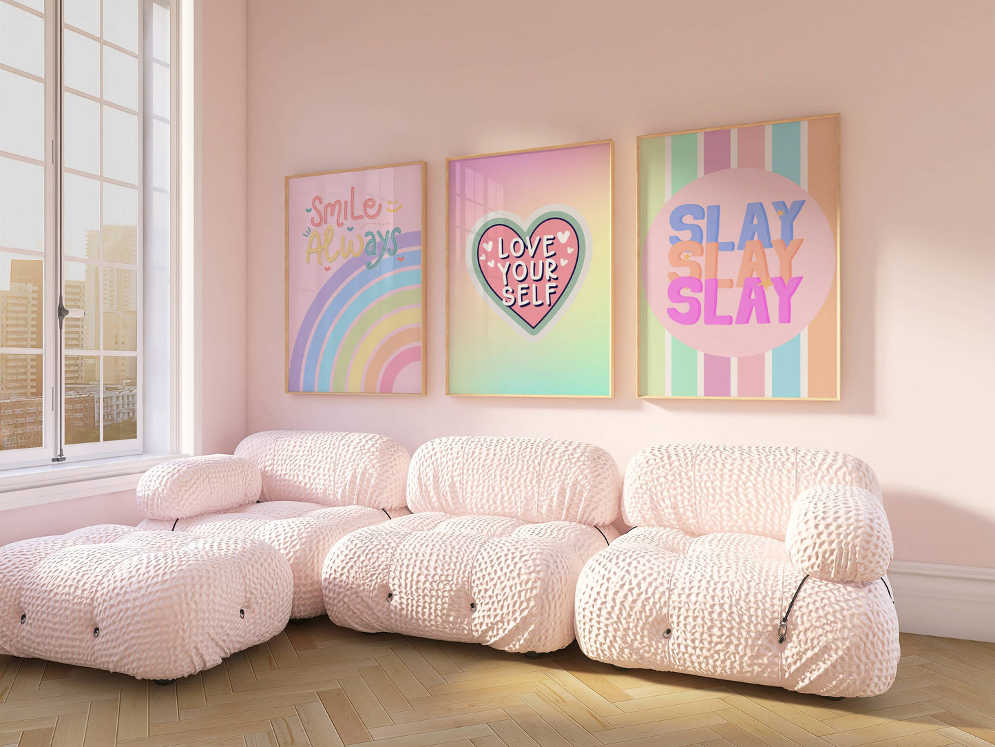 Set of 3 Pink Preppy Prints / Tween Children's Poster / Trendy Wall Art / Unframed