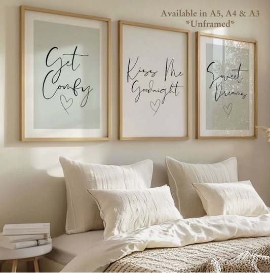 Set of 3 Sage Green Bedroom Posters