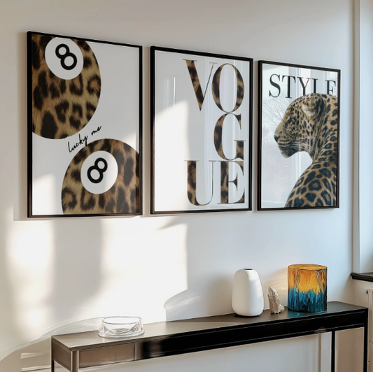Set of 3 Luxury Trendy Prints Leopard Eclectic Wall Art