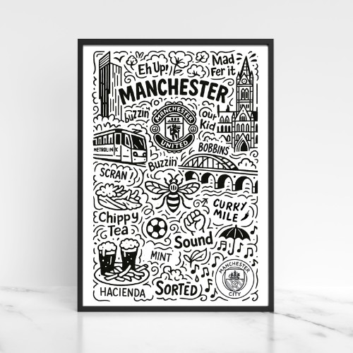 Manchester Doodle Art Print