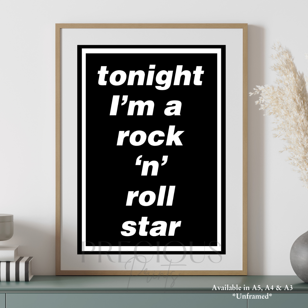 Oasis Lyric Poster - Tonight I'm A Rock 'N' Roll Star