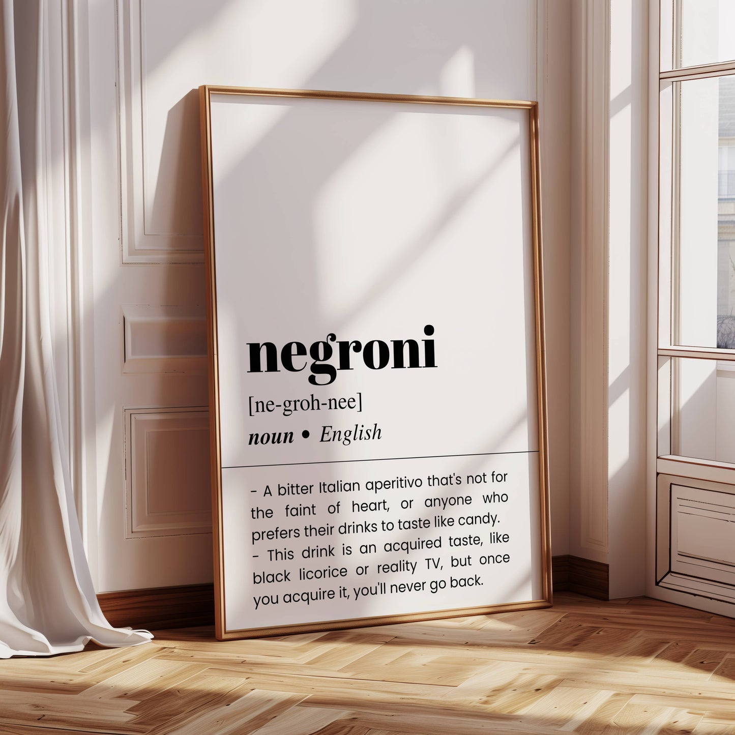 Negroni Word Definition Funny Poster / Funny Kitchen pub poster / Funny Alcohol Poster