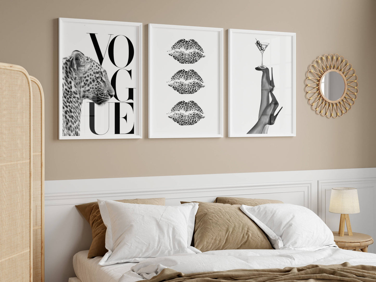 Set of 3 Trendy Prints Cheetah Leopard Eclectic Wall Art