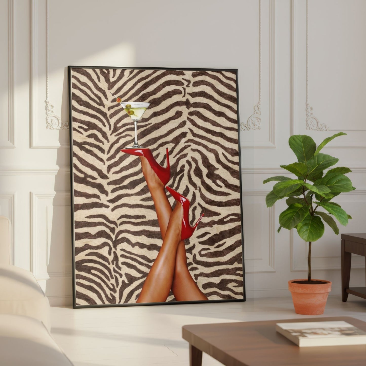 Red Heels & Martini Zebra Poster