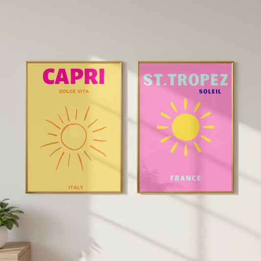 Capri & St. Tropez Travel Prints Set of 2