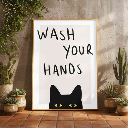 Funny Cat Bathroom Print - Wash Your Hands