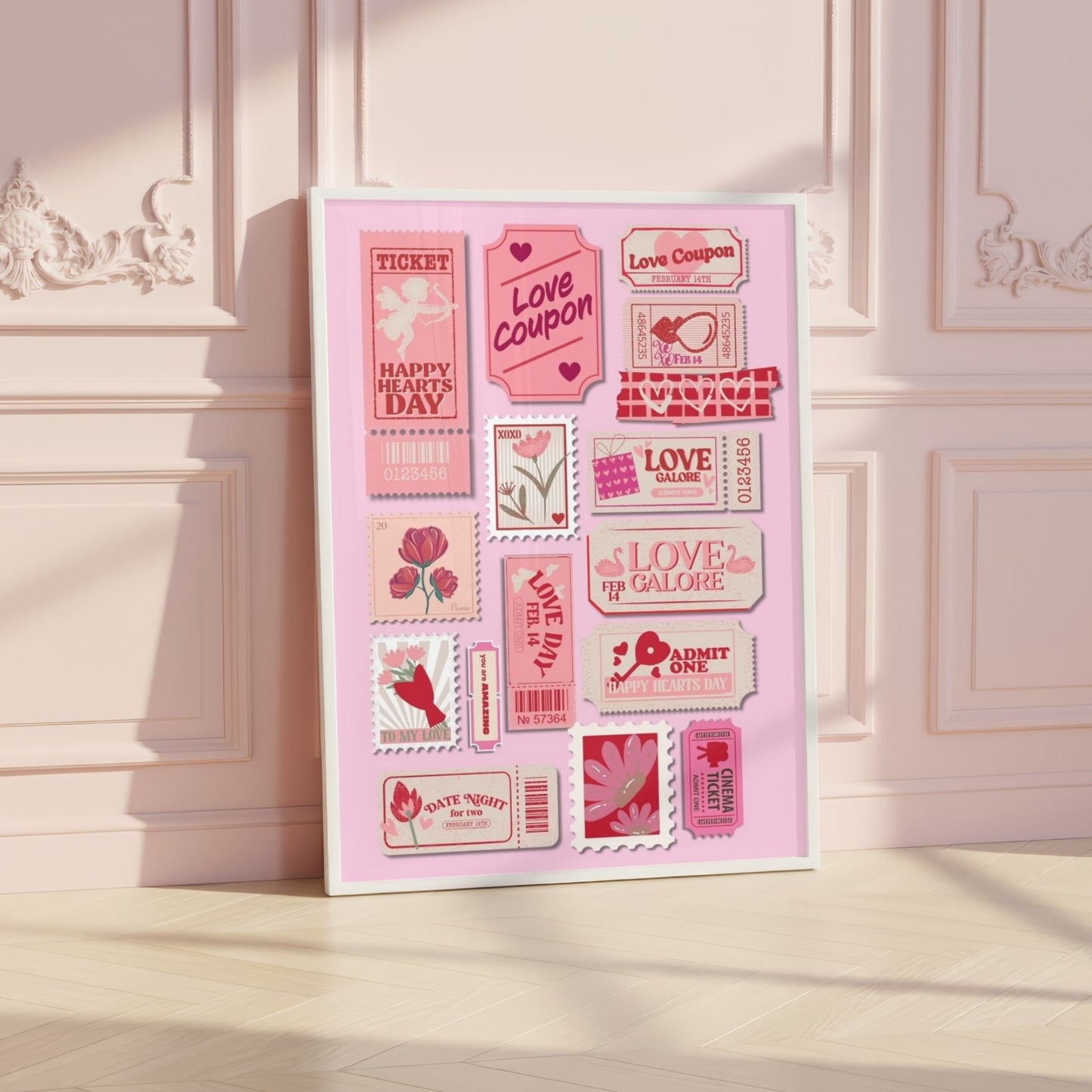 Red & Pink Ticket Preppy Print