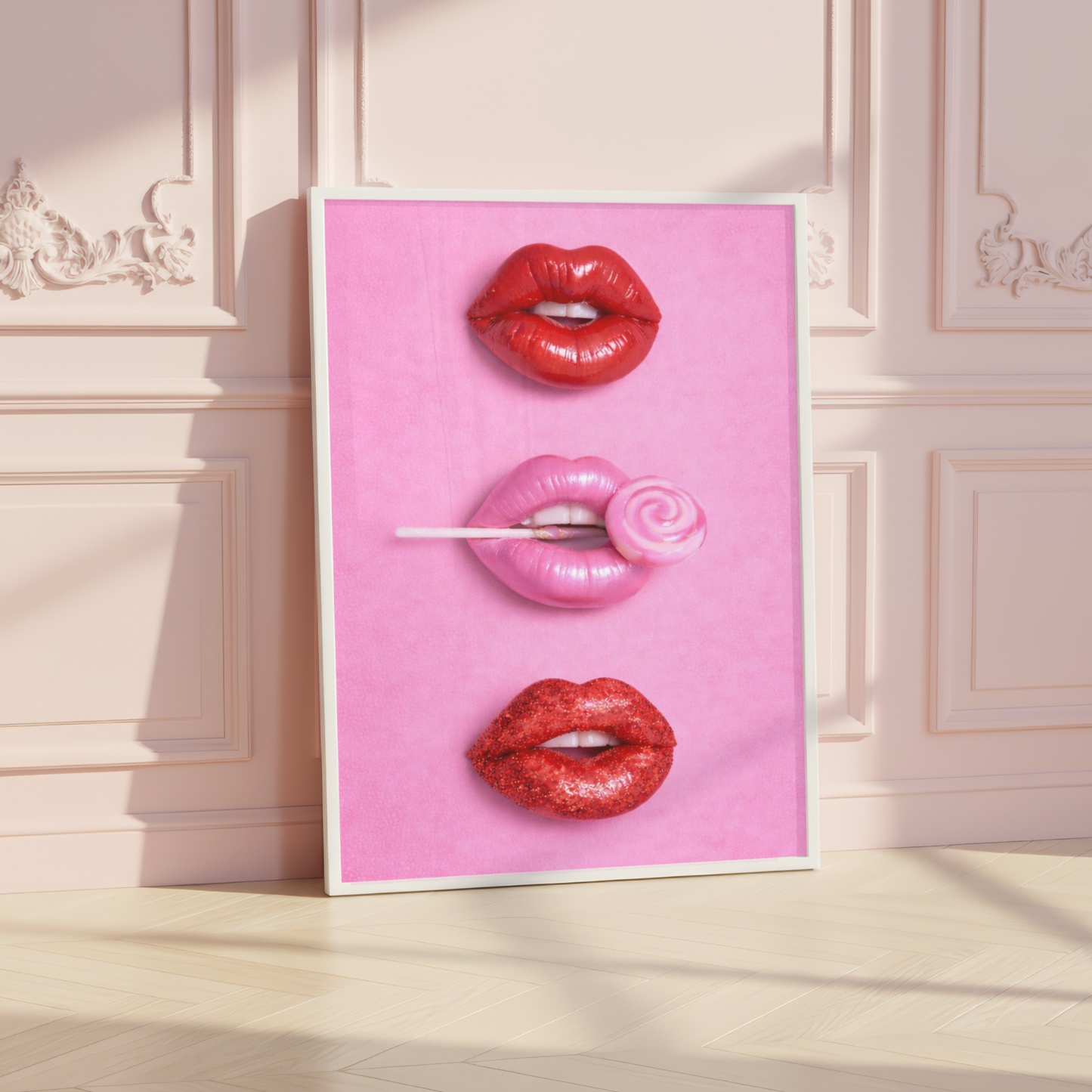 Pink & Red Candy Lips Print