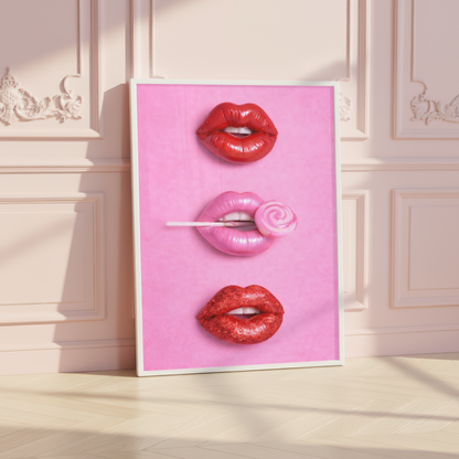 Pink & Red Candy Lips Print
