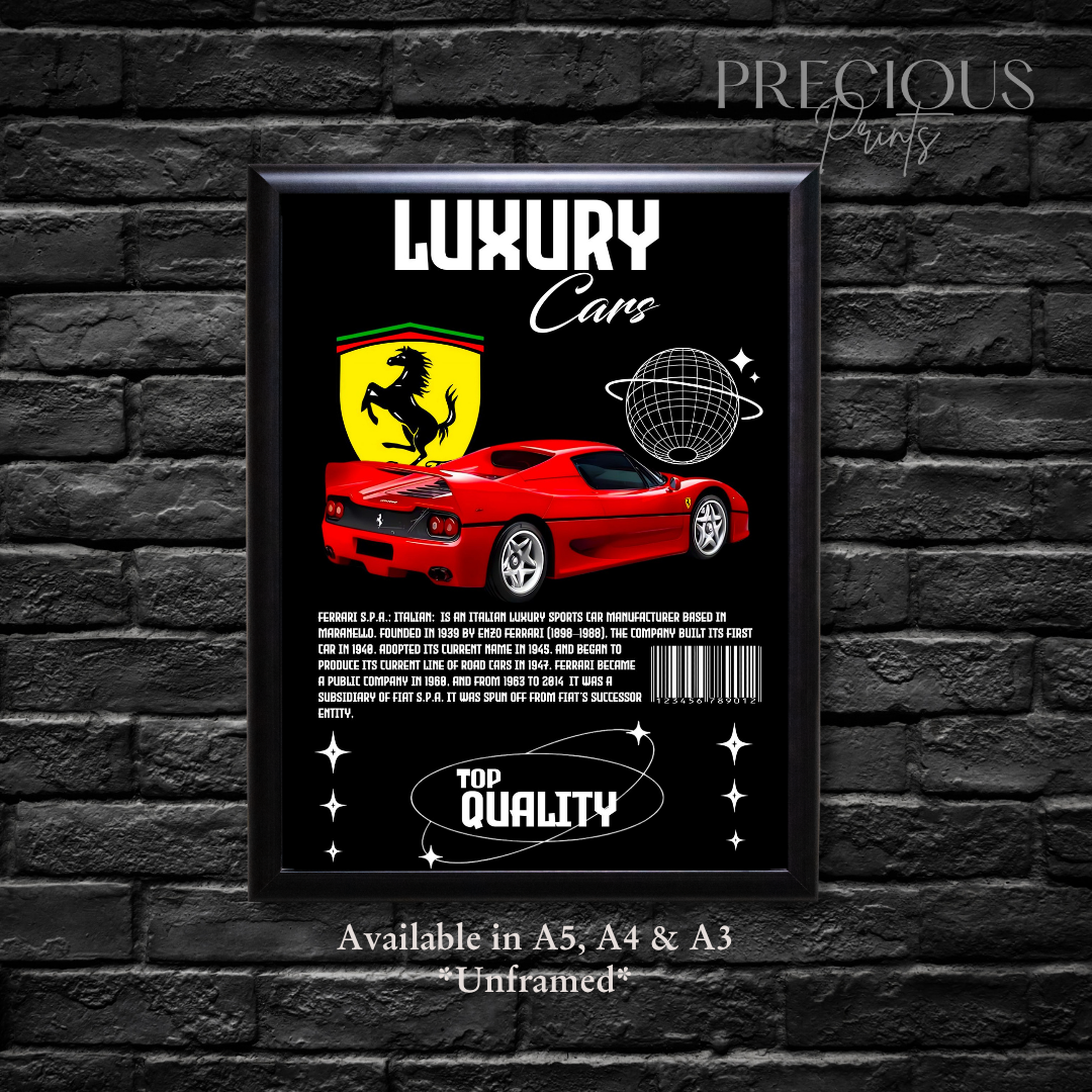 Red Ferrari S.P.A Italian Sports Car Poster
