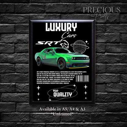 Green Dodge SRT Sports Car Poster