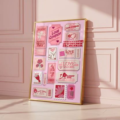 Red & Pink Ticket Preppy Print