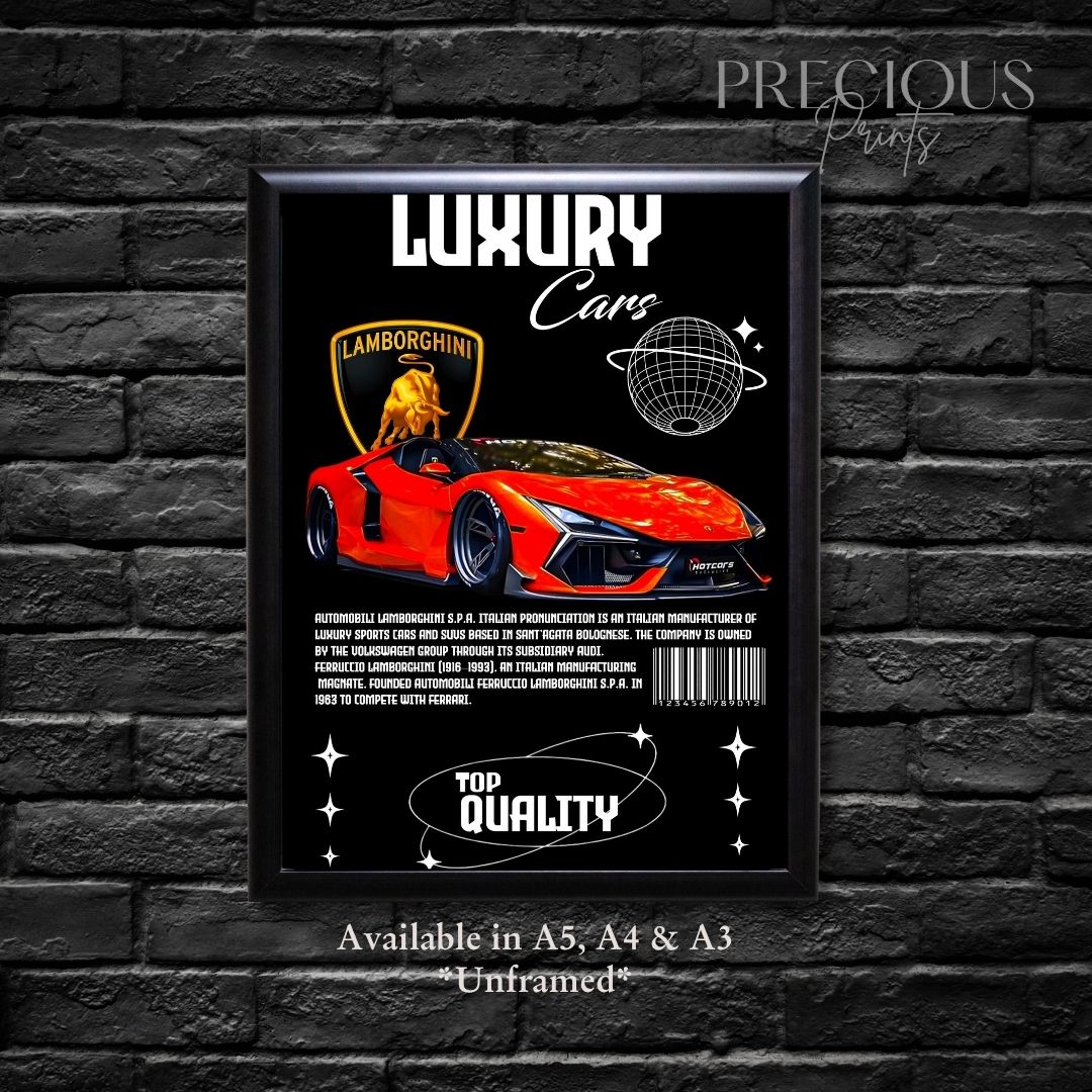Red Lamborghini Sports Car Poster