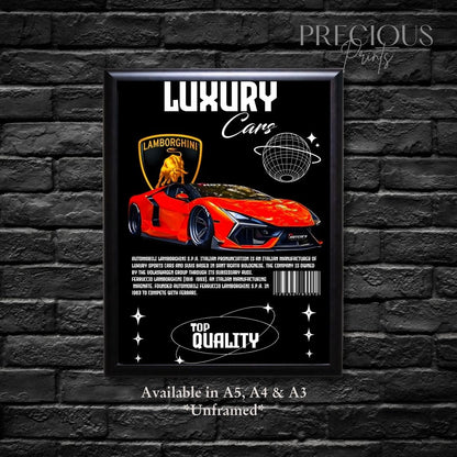 Red Lamborghini Sports Car Poster
