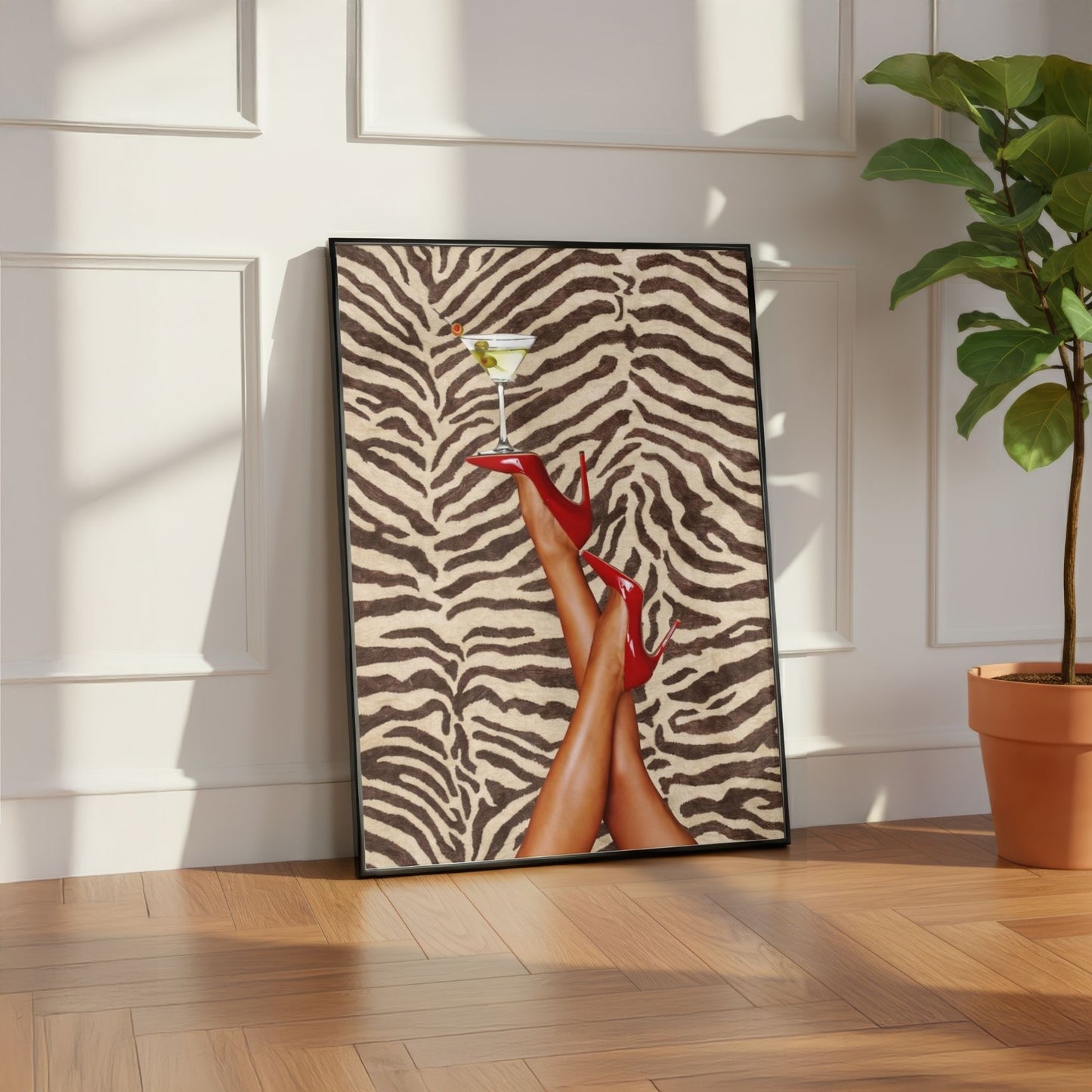 Red Heels & Martini Zebra Poster